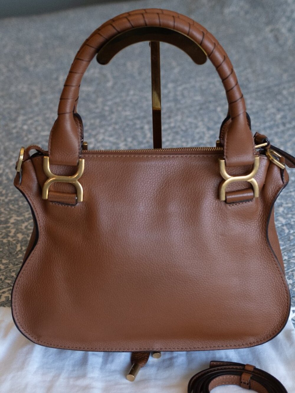 NWOT Chloe Small Marcie Bag Grained Leather in Tan - Picture 3 of 16